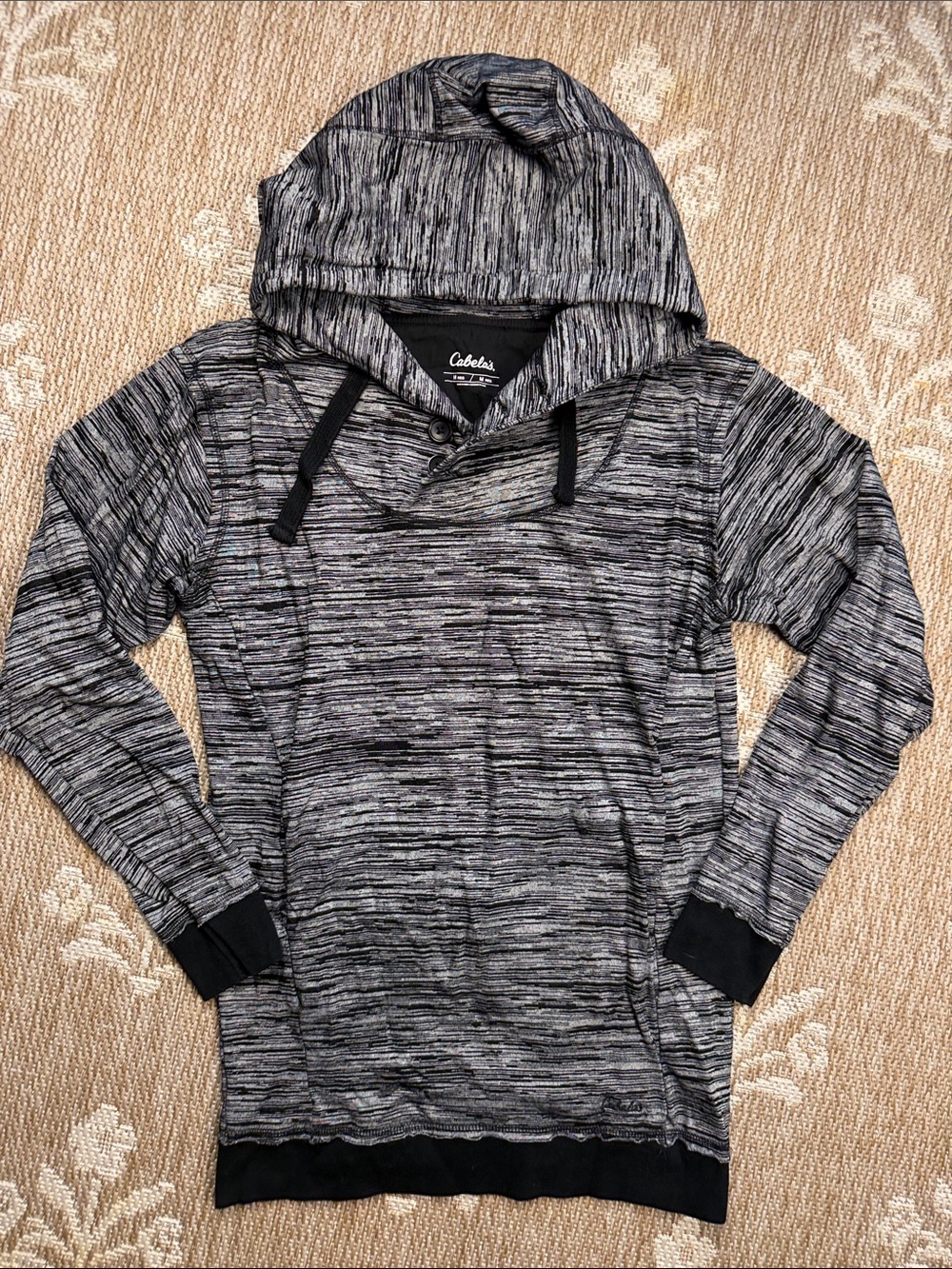 Cabela's Black & Gray Marled Hooded Pullover